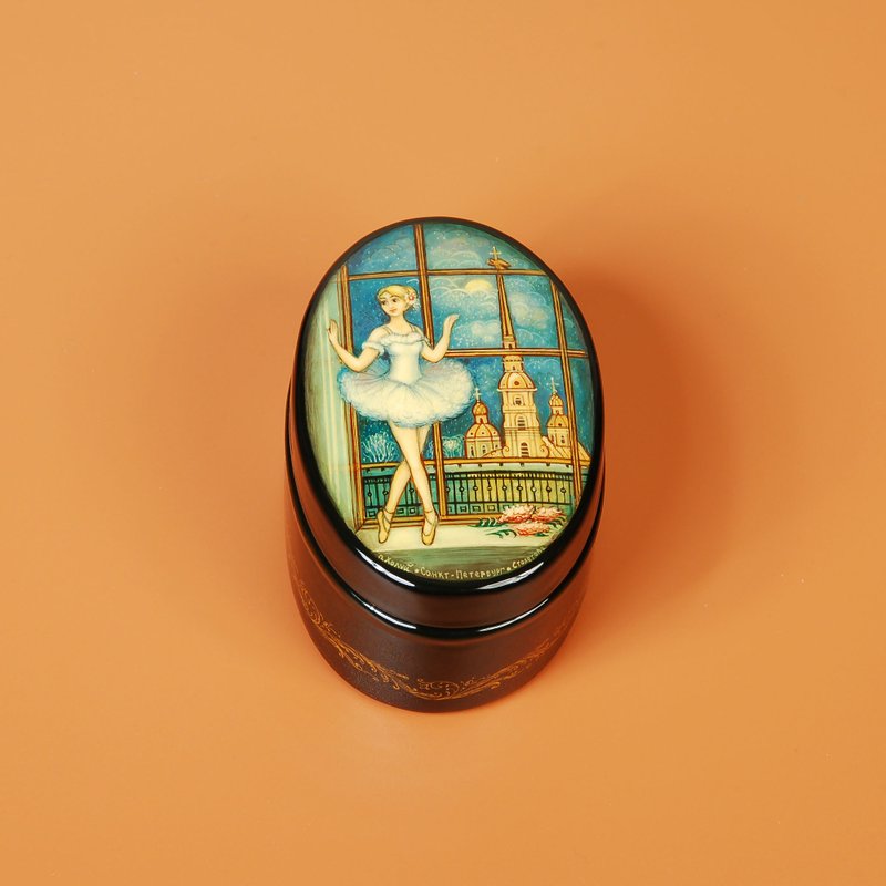 Ballerina in St Petersburg lacquer box decorative interior ballet gift - Items for Display - Other Materials 