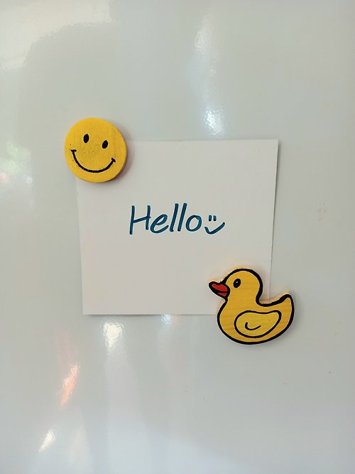 studio-therapy Yellow duck & Smily wooden magnet.