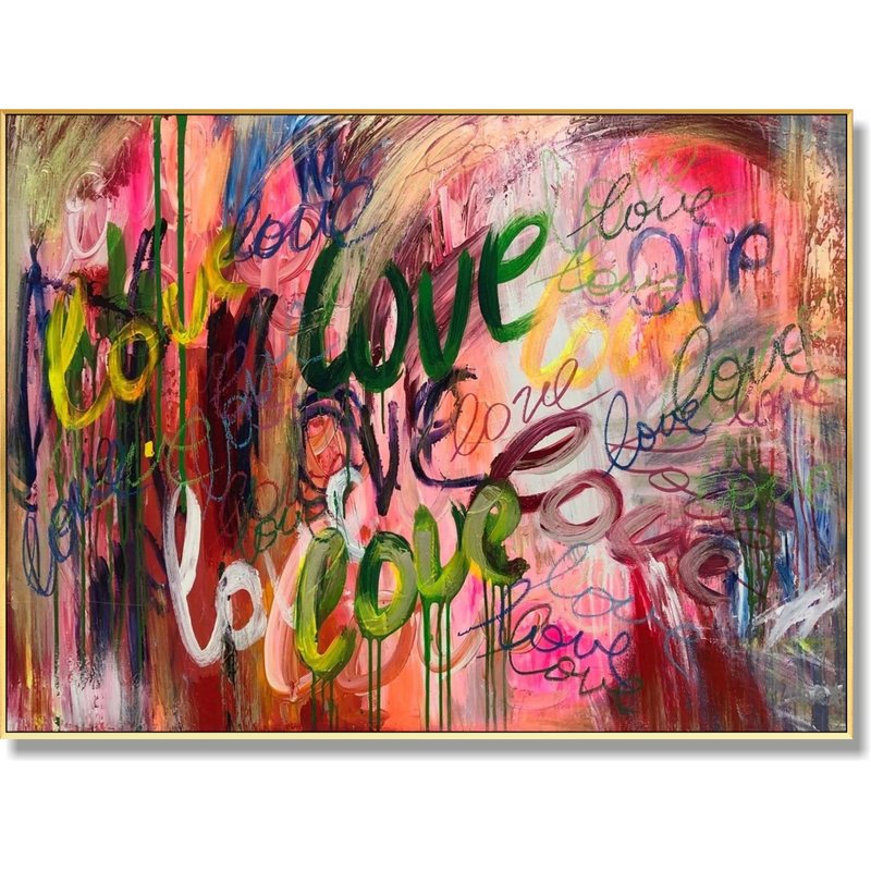 Large Abstract Colorful Love Painting On Canvas Original Texture Painting Modern - 壁貼/牆壁裝飾 - 壓克力 多色