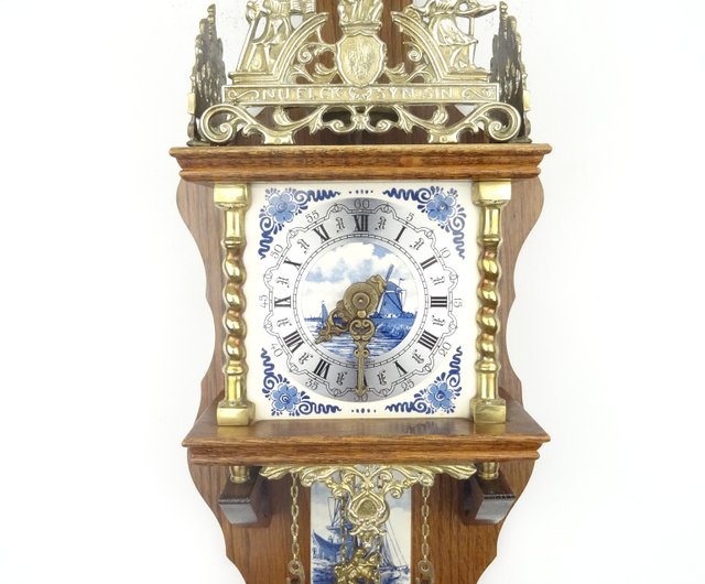 Zaanse DELFT Warmink Dutch Wall Clock Vintage Antique 8 day WUBA