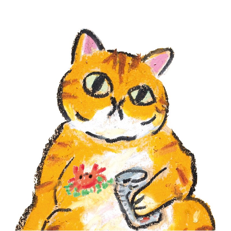 Meow Sang's Transparent Sticker_Uncle Fat Orange - สติกเกอร์ - วัสดุกันนำ้ 