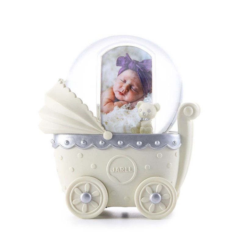 Baby Carriage Photo Frame Crystal Ball Music Box - Items for Display - Glass 