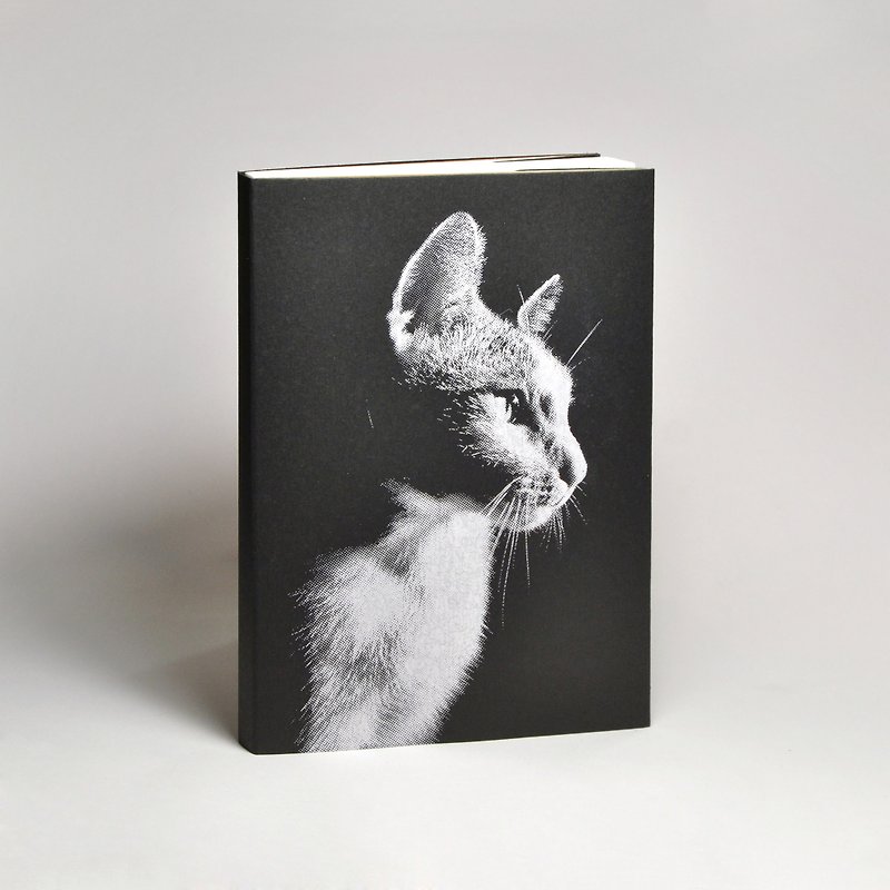 Blank sketch paper notebook - black cat shadow (handmade silk screen) - สมุดบันทึก/สมุดปฏิทิน - กระดาษ สีดำ