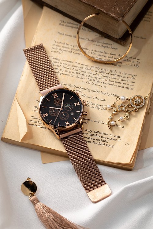 需有其錶旗艦店 原創設計錶款專賣 圓形大錶面 日月星辰防水米蘭磁吸日期手錶 男錶 女錶 對錶 禮物