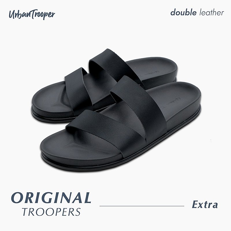 รองเท้า Urban Trooper รุ่น Original Troopers Leather  สี Charcoal - รองเท้าแตะ - หนังแท้ 