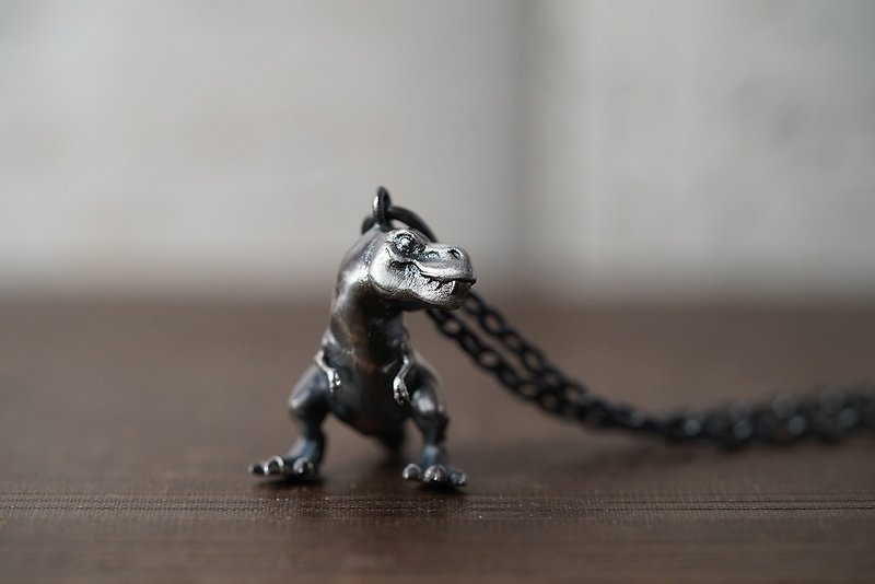 925 Oxidized Silver Dinosaur Pendant (P394) - silver chain is not included - สร้อยคอ - เงินแท้ สีดำ