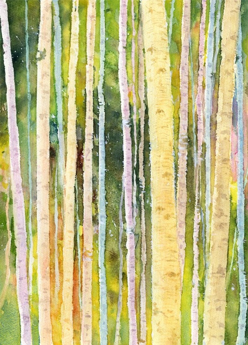 Sound of the watercolor forest - โปสเตอร์ - กระดาษ สีเหลือง
