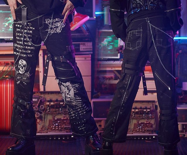 Grunge Punk Rock Anarchy Anthem Scottish Tartan Unisex Bondage Pants JJ2400  - Shop jillpunk Men's Pants - Pinkoi