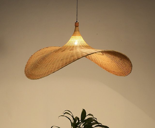 Straw Hat Chandelier Bamboo Creative, Artistic Light Fixtures