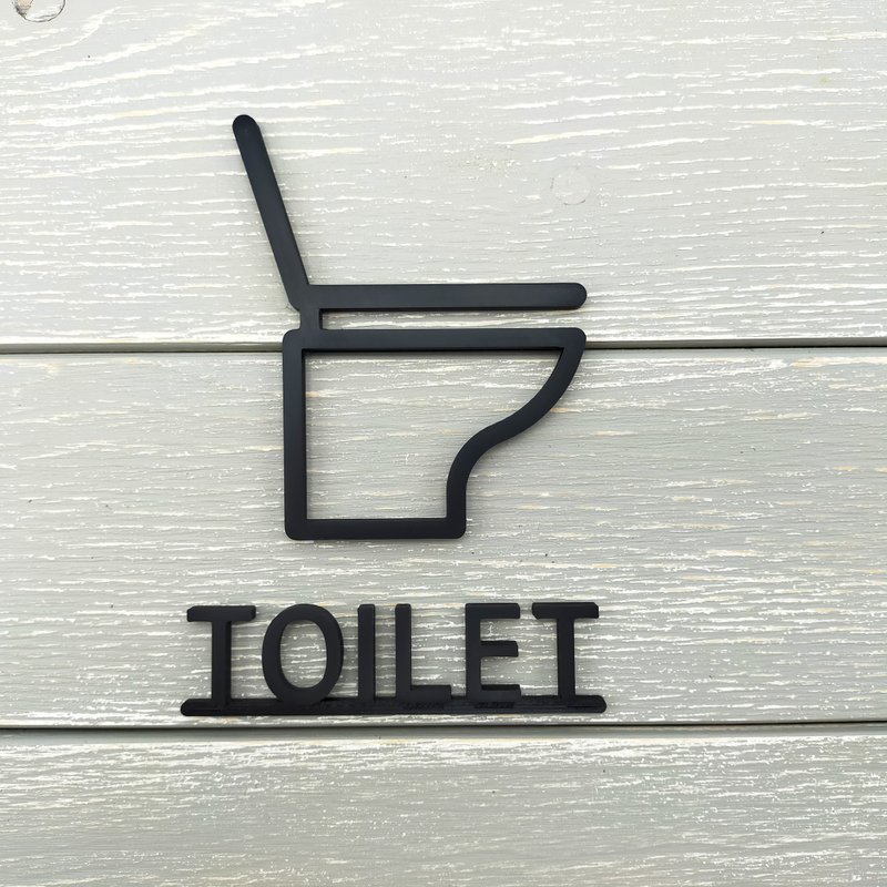 Restroom Sign,WC Sign,Bathroom Sign,Toilet Sign,Room Sign - Wall Décor - Plastic Black