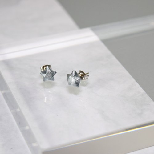 paper diamond® 可愛小物霧銀色幸運星星防水手工耳環