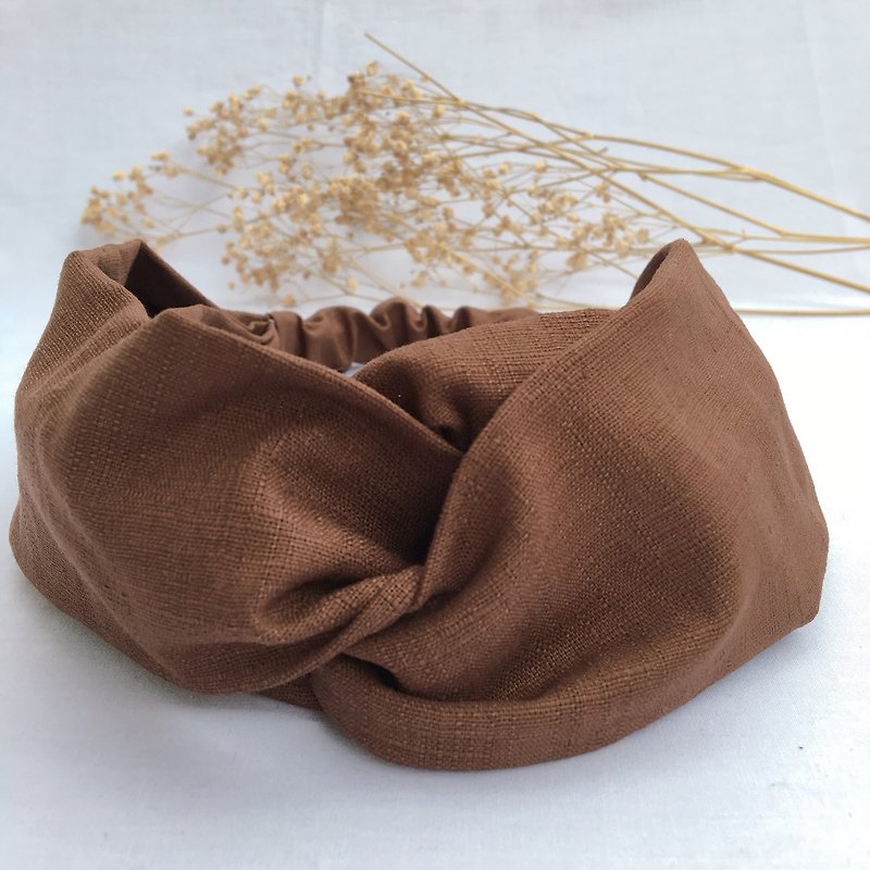 Coffee Latte-Plain Cross Headband | Haibo Handmade - Headbands - Cotton & Hemp Brown