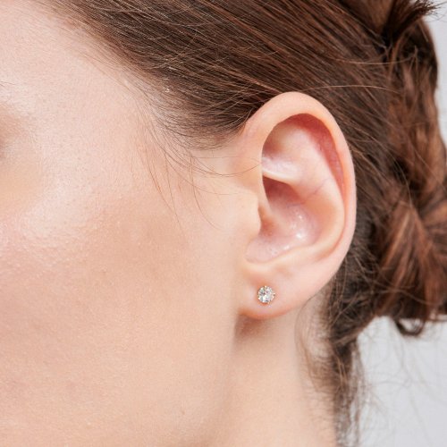 Whomfor Jewelry 吳爾芙輕珠寶飾品 14K注金四爪鑲鑽耳環 (可配戴洗澡)