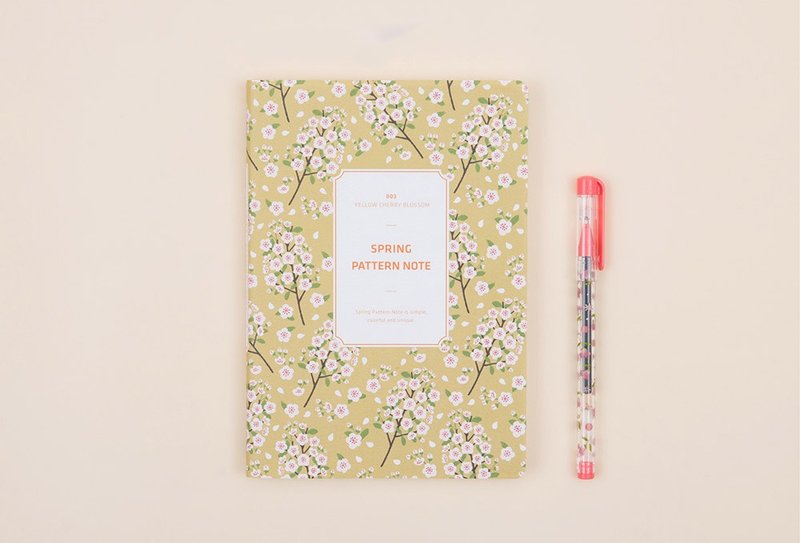 Spring Pattern Note 春日花朵筆記本 - 黃色櫻花 - 筆記本/手帳 - 紙 黃色