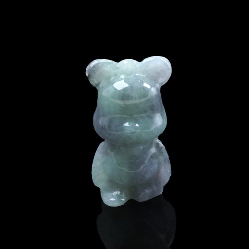 瓔珞翡翠 【熊熊玉見你】冰種飄花翡翠小熊擺飾 | 天然緬甸玉翡翠A貨 |送禮