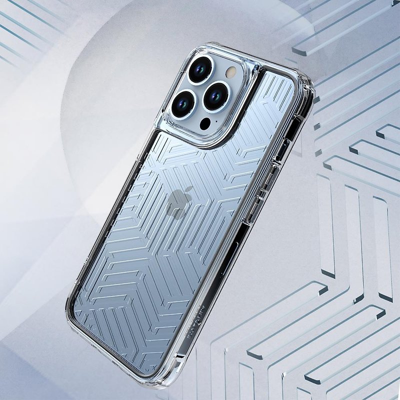 LINKASEAIR 防摔抗菌蝕刻玻璃殼 iPhone13 Pro Max 6.7吋 幾何 - 手機殼/手機套 - 玻璃 透明