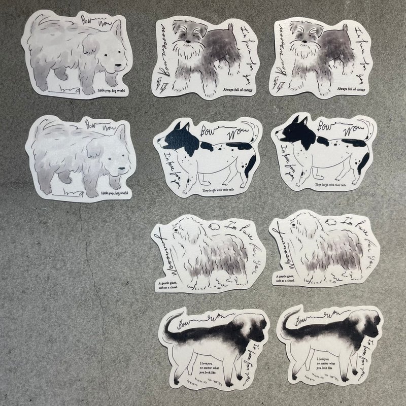 和紙貼紙綜合包 | 五款狗狗圖案 - 紙膠帶/和紙/PET - 紙 