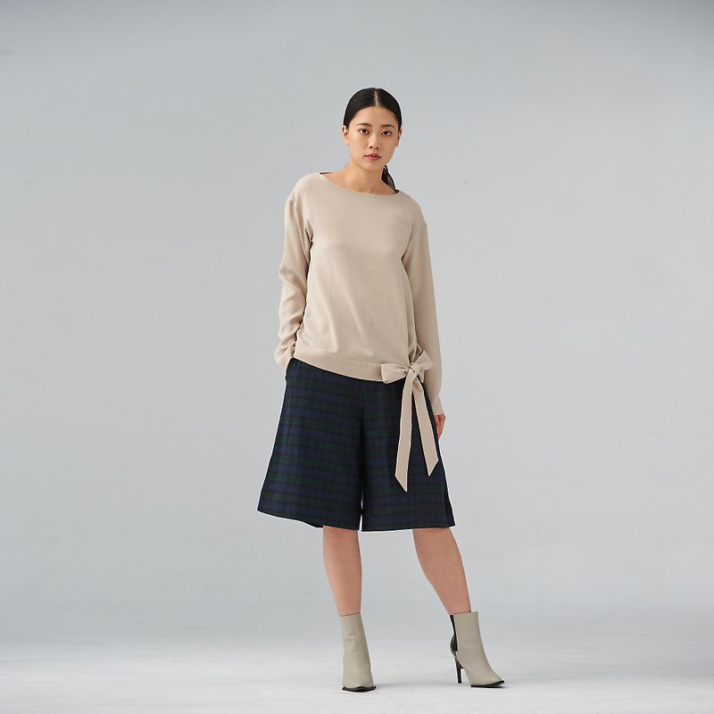 Khaki tied-detail blouse - Women's Tops - Wool Khaki