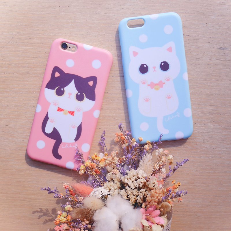 Cat Meat Ball Phone Case/ ChiaBB Matte Matte Hard Case (various colors) - Phone Cases - Plastic Pink
