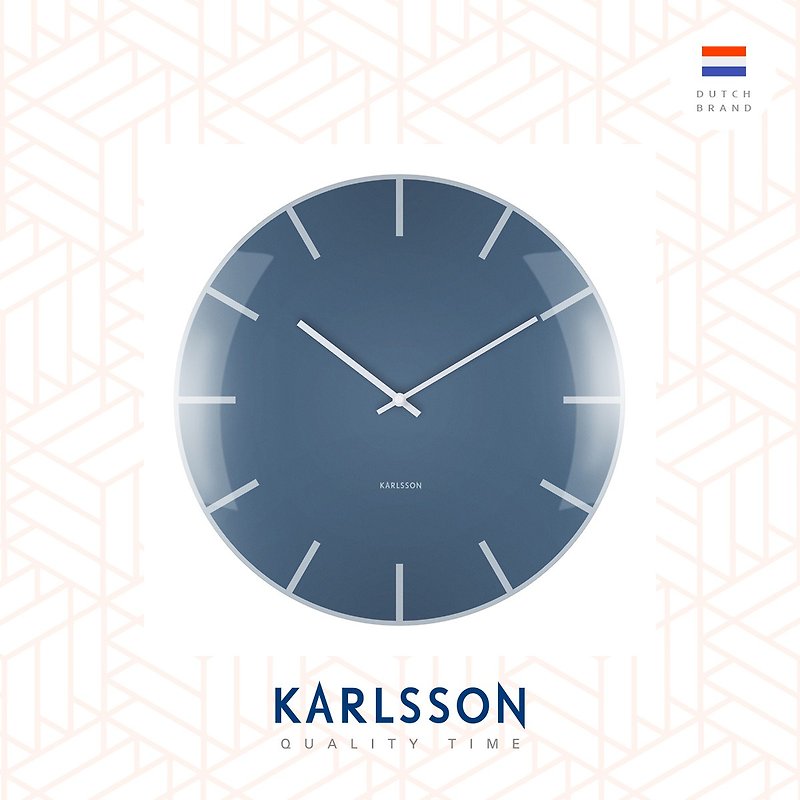 荷蘭Karlsson, Wall clock Glass Dome blue 玻璃凸面藍色掛鐘 - 時鐘/鬧鐘 - 玻璃 藍色