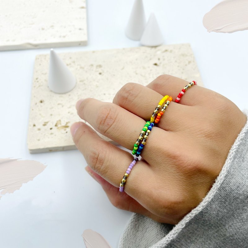 Xinqing rice bead ring - General Rings - Plastic Multicolor