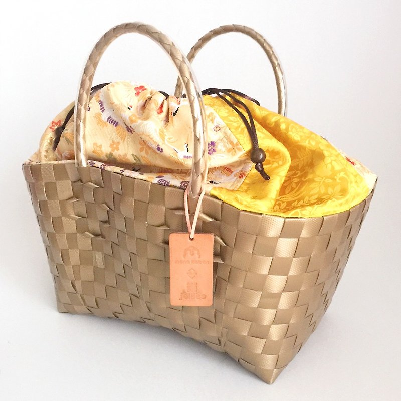 Plabag with Kimono - manakaban and jollies collaboration - Brocade - Gold - Handbags & Totes - Waterproof Material Gold
