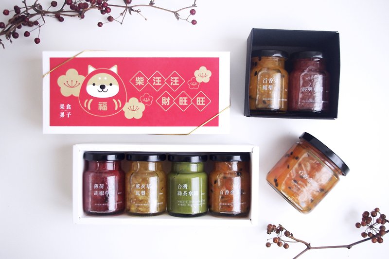 【Fruit Man】 Taiwan Free Shipping New Year's Gift Box \ Limited 10% off / four into the jam gift box x2 + two into the jam gift box x1 + 220ml jam x1 - แยม/ครีมทาขนมปัง - อาหารสด สีแดง
