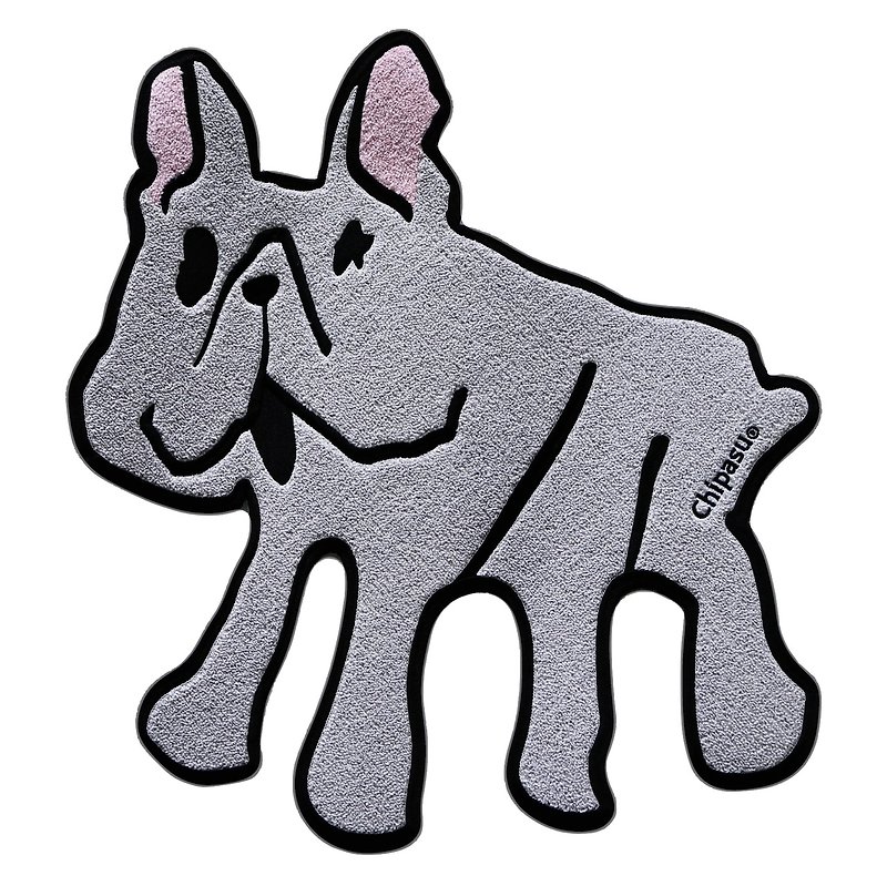 DOG RUG Vol.1 #3 Frenchie Gray pet shaped carpet Frenchie Gray - Rugs & Floor Mats - Cotton & Hemp 