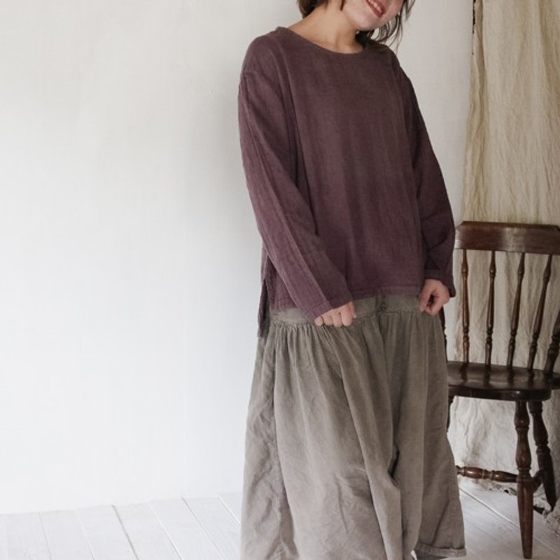 Pinkoi 代購 - 涼風-Suzukaze-【紫紅色】/雙層紗布/植染/ - 女上衣/長袖上衣 - 棉．麻 