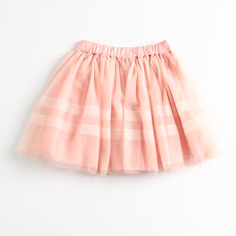 [Clearing Offer] Literary Mesh Skirt 110cm-150cm - Skirts - Cotton & Hemp Pink