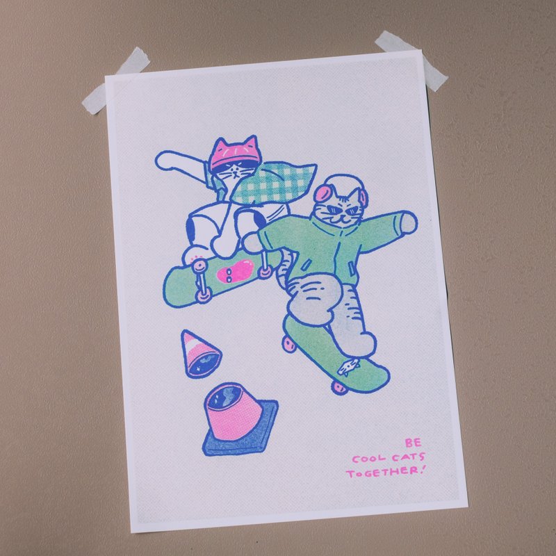 孤單小蟲 系列A4海報-Be Cool Cats Together - 海報/掛畫/掛布 - 紙 多色