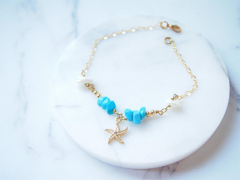 Anniewhere | Turkish Stone wishing starfish bracelet - Bracelets - Gemstone Blue