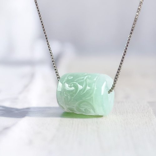 瓔珞珠寶盒 E.L.Jewelry Box 【萬事亨通】冰種果綠翡翠雕花路路通項鍊 | 天然緬甸玉翡翠A貨