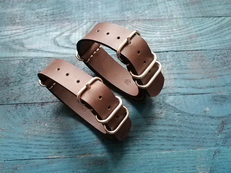 Dark Chocolate ZULU strap | Leather Watch Strap | Dark Chocolate Watch Strap - สายนาฬิกา - หนังแท้ สีนำ้ตาล