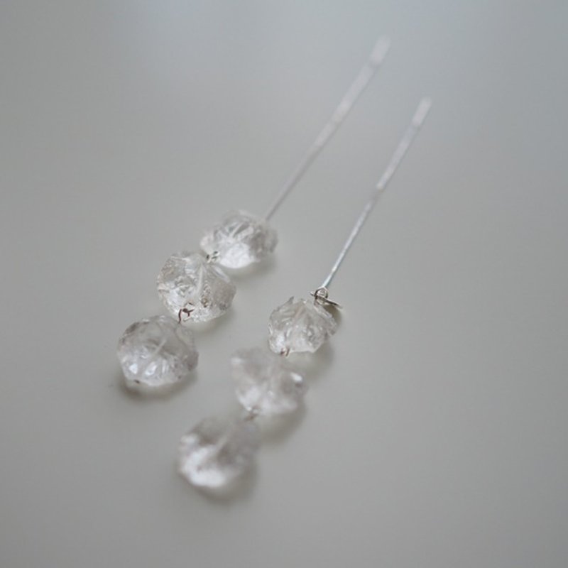 Earrings耳環:  The Brighton East Earrings - E010 Silver/E010 Rose gold - 耳環/耳夾/耳骨夾 - 寶石 透明