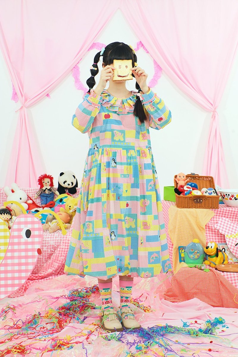 Original winter ruffle collar bud long-sleeved dress Japanese style cute - One Piece Dresses - Cotton & Hemp Multicolor