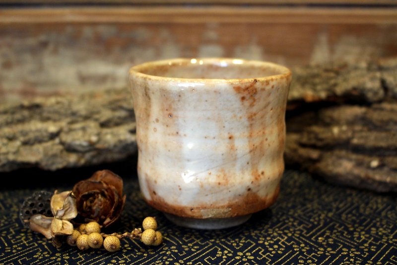 Firewood | Shino Tea Cup Type C - Cups - Pottery Orange