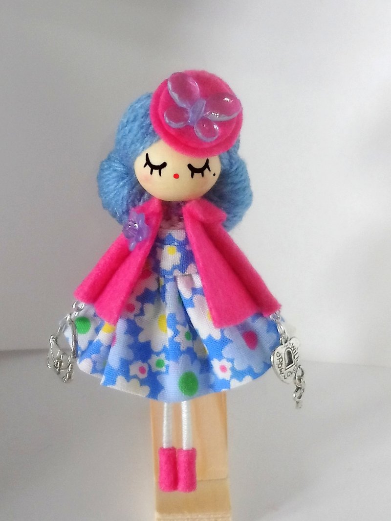 Brooch doll - 胸針 - 木頭 粉紅色