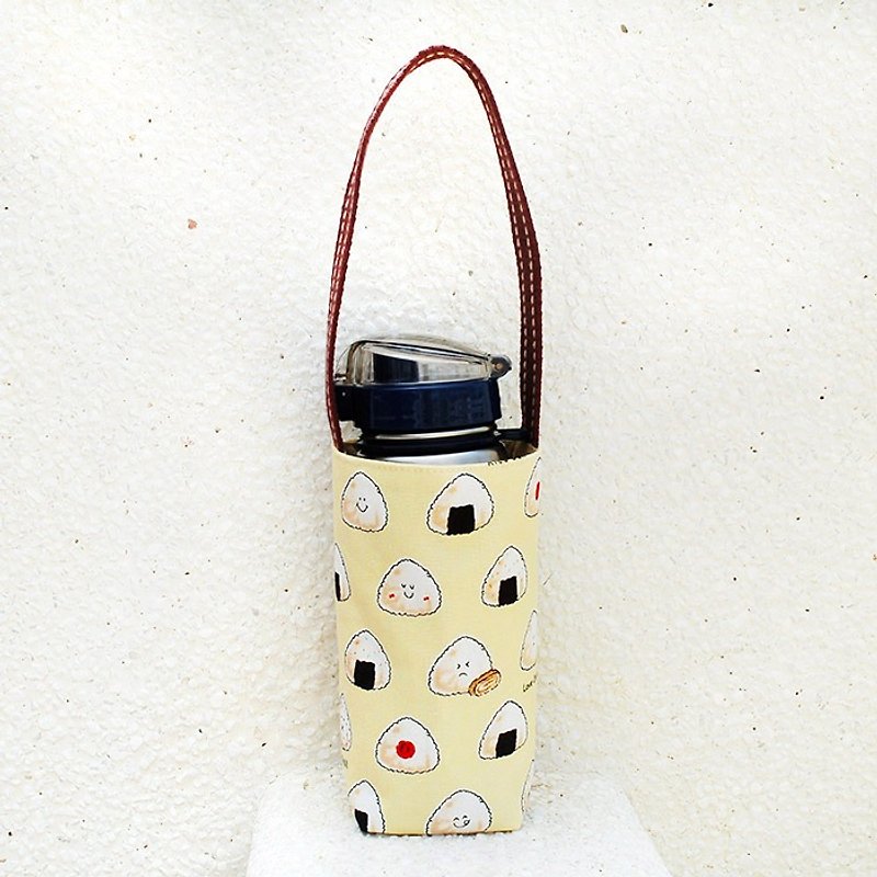 Seaweed rice ball water bottle bag - Beverage Holders & Bags - Cotton & Hemp Yellow