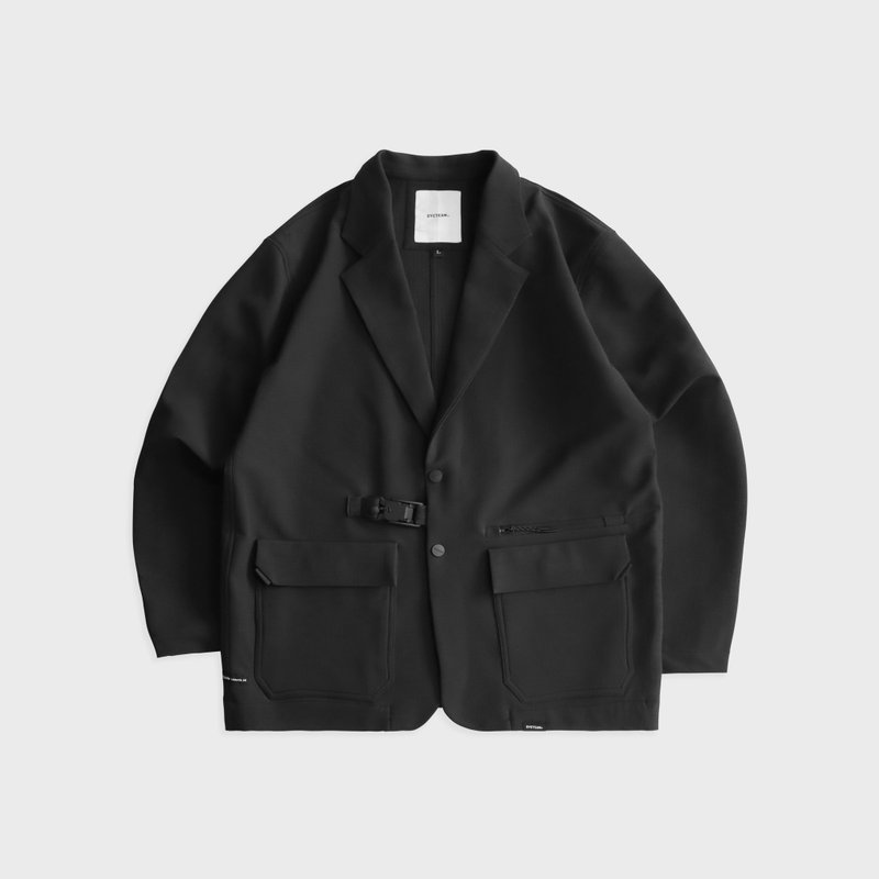 DYCTEAM - RePET Buckle Loose blazer (black) - 男西裝外套 - 其他材質 黑色