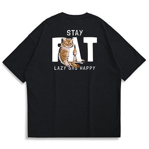 Creeps Store 【CREEPS-STORE】Stay Fat Cat 寬鬆重磅印花T恤 210g