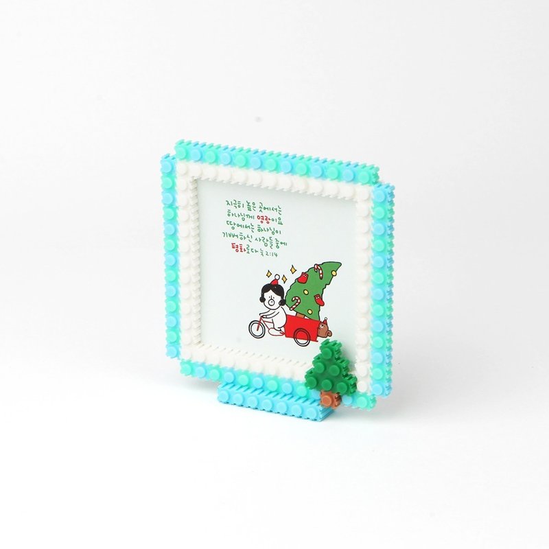 Gracebell Series 3D Building Block Puzzle Christmas Special (Photo Frame) 02.Blue Denden - อื่นๆ - พลาสติก ขาว