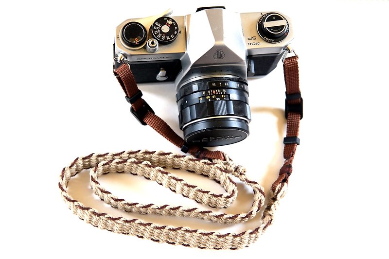 Linen hemp camera strap BRW / belt type - ขาตั้งกล้อง - ผ้าฝ้าย/ผ้าลินิน สีนำ้ตาล