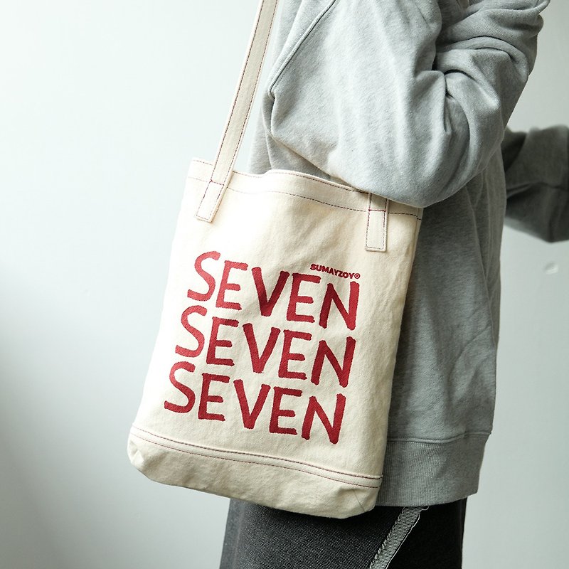 Seventh Anniversary Series Mini Printed Letters Canvas Bag Canvas Bag Literary Temperament Tote Shoulder Bag Off-White - Handbags & Totes - Polyester White