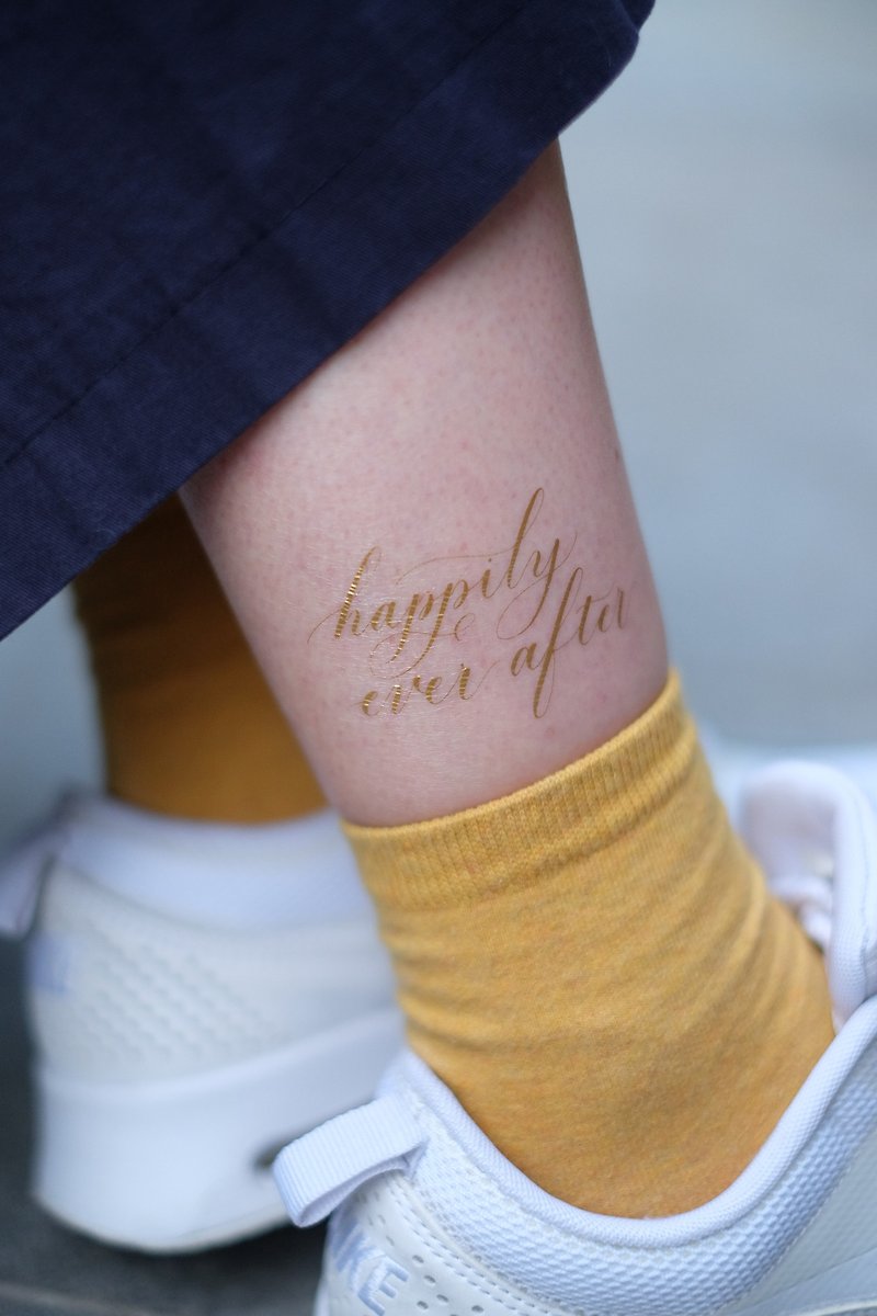 cottontatt // happily ever after // gold / silver temporary tattoo sticker - Temporary Tattoos - Other Materials Gold