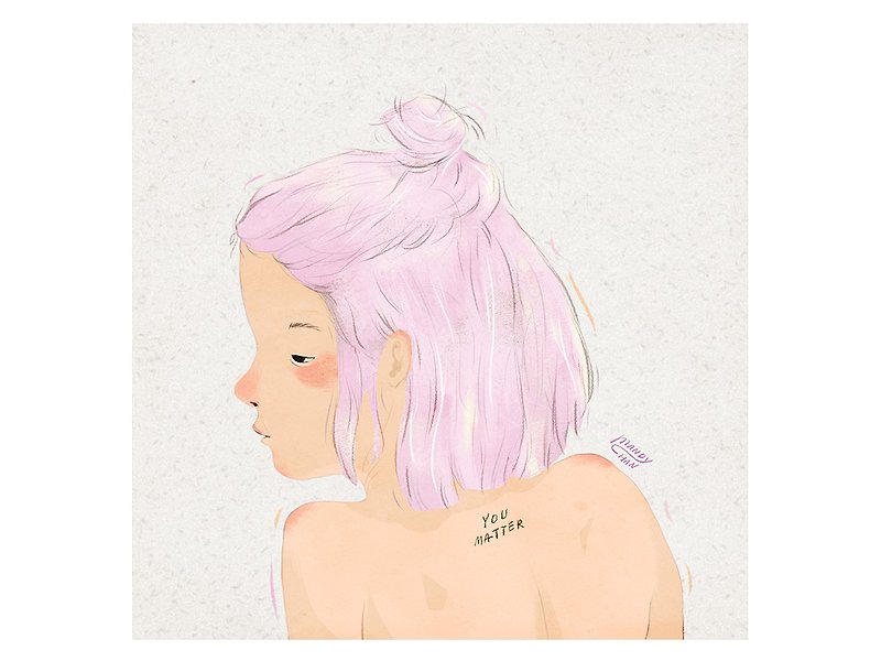 Mandy Chan Portrait Cards / Pink short hair girl - การ์ด/โปสการ์ด - กระดาษ สึชมพู