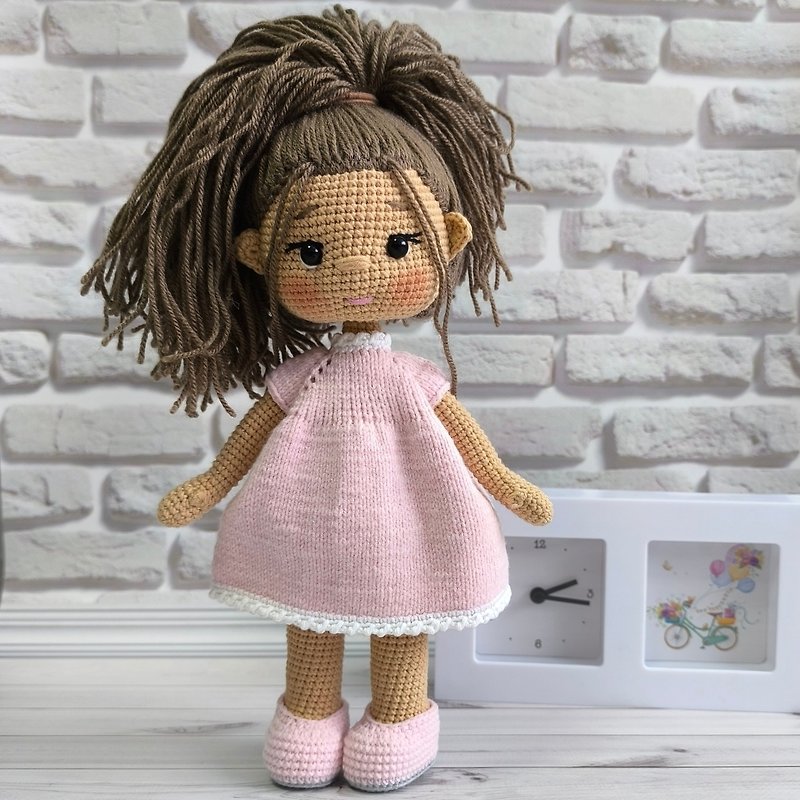 Doll in dress, interior art doll, toy doll - Kids' Toys - Cotton & Hemp Pink