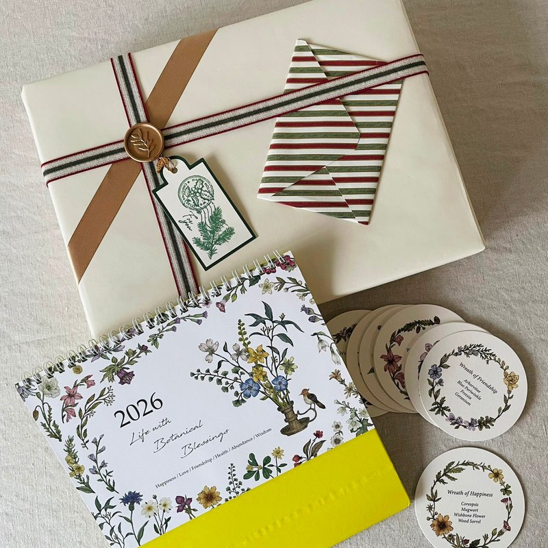 【聖誕禮盒】花草生活禮盒 (2026桌曆+便箋小卡組) - 日曆/月曆/年曆 - 紙 多色