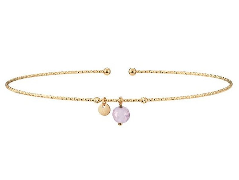 Classic Japanese sense | Japan 18K pink crystal (rose quartz) bracelet | elegant and delicate - Bracelets - Precious Metals 