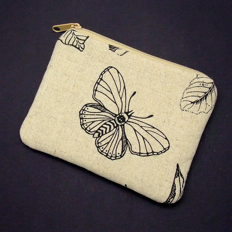 Zipper pouch / coin purse (padded) (ZS-168) - กระเป๋าใส่เหรียญ - ผ้าฝ้าย/ผ้าลินิน สีดำ